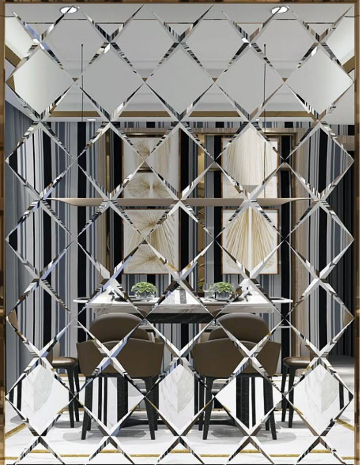 Reflective mirror glass in a luxury interior