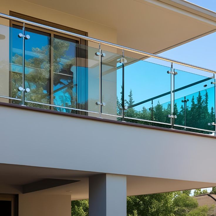 Modern glass balcony railings